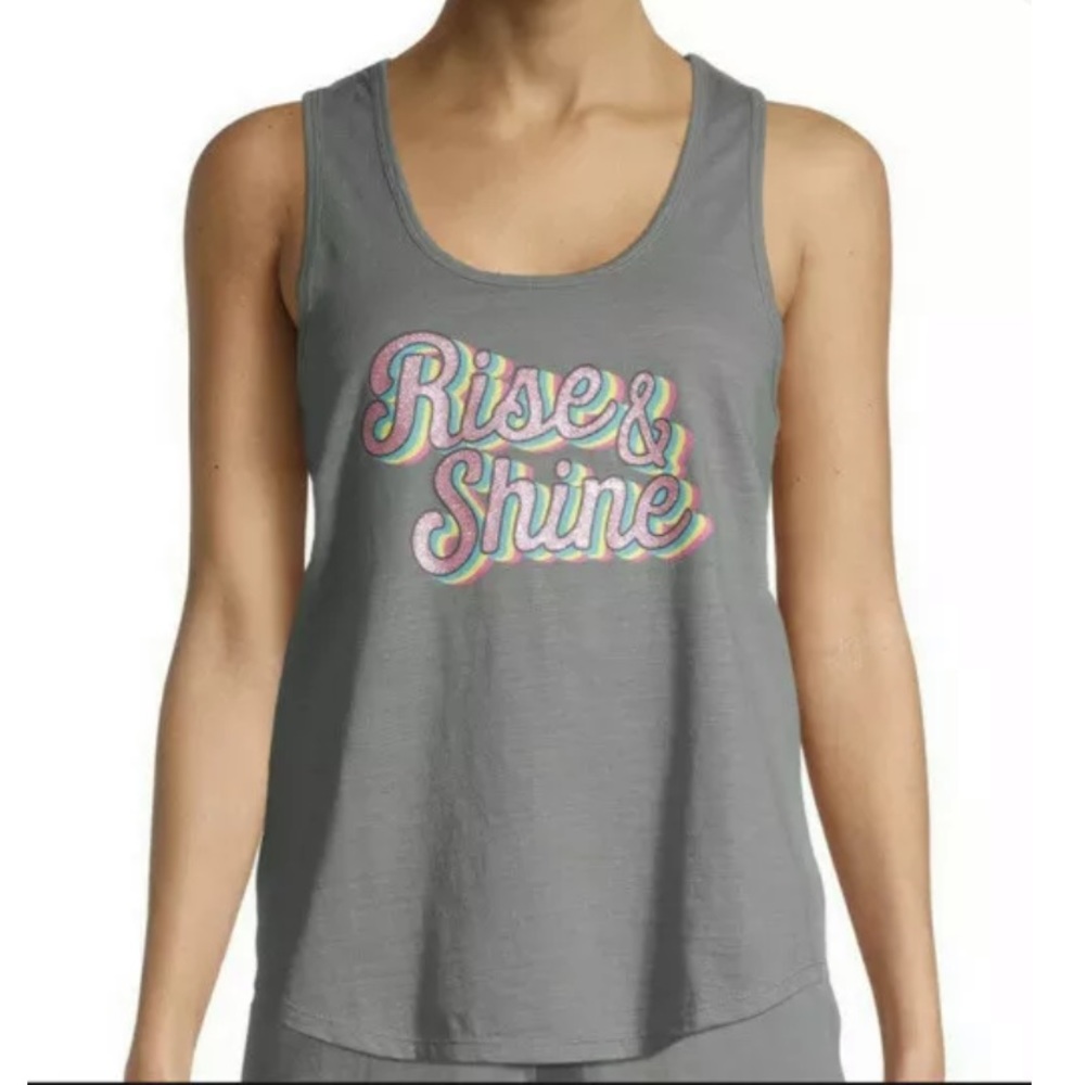 Secret Treasures Women's Sleep Tank Top Grey “Rise & Shine” Various Sizes NWT